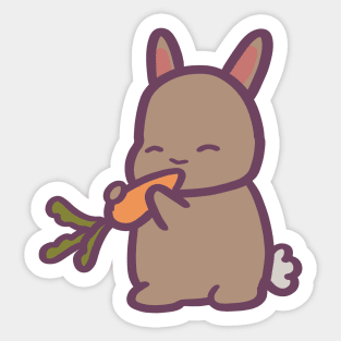 Cute Bunny Rabbit Eating a Carrot Sticker